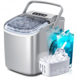 Portable Countertop Ice Maker Machine with Handle,Self-Cleaning Function